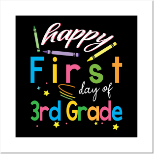 Happy First Day Of 3rd Grade Students First Day Of School Back To School Posters and Art